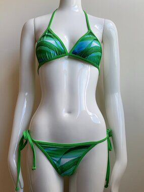 Aaron Chang Green fern reversible photographic art print bikini